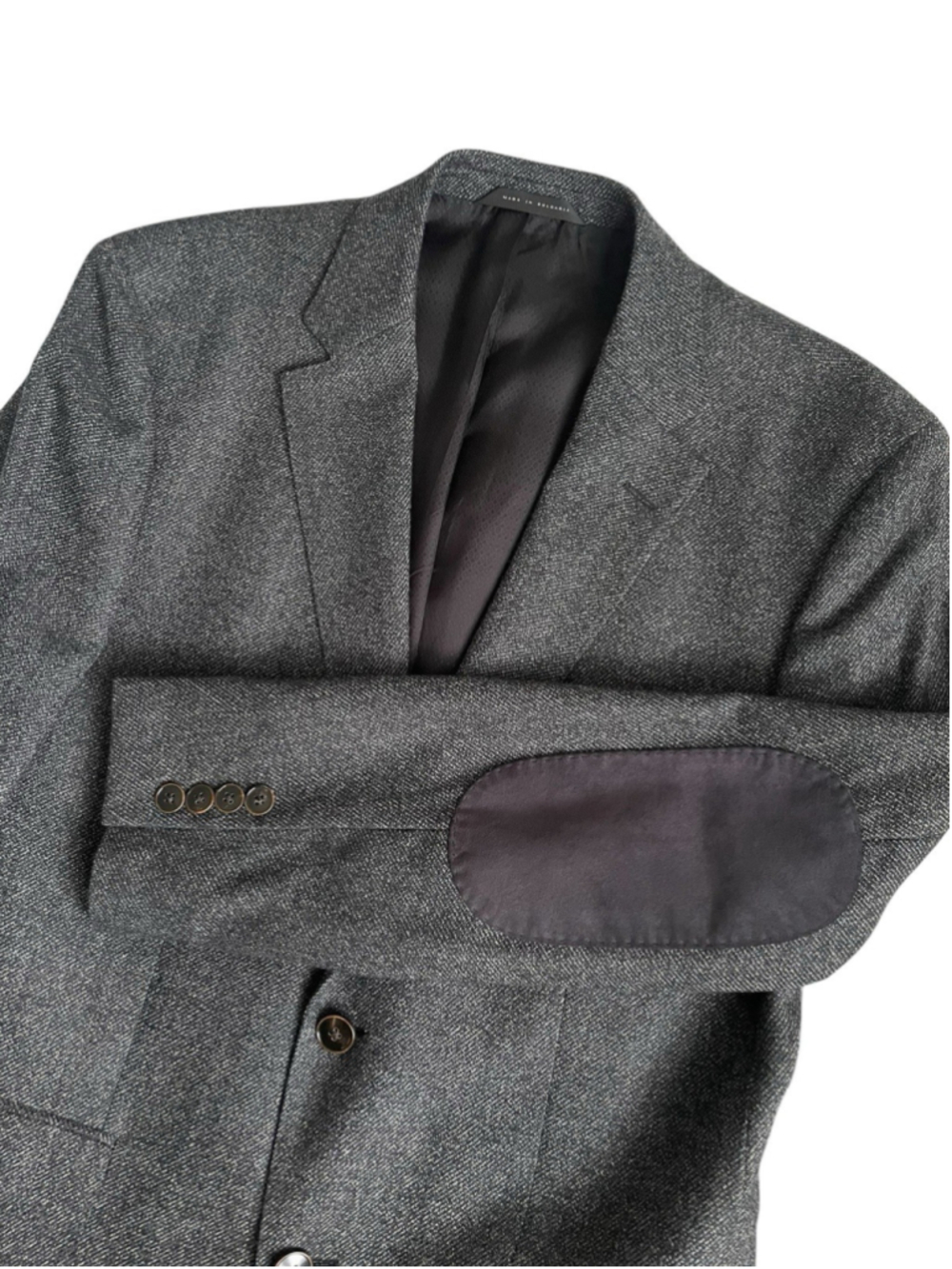 Hugo Boss Blazer Mens 40R Gray Reda Wool 110 Elbow Patch Slim Sport Coat